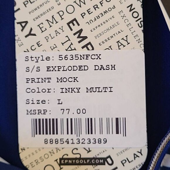 NWT EP Pro Womens Short Sleeve Exploded Dash Stripe Print Zip Golf Polo Top L - Picture 7 of 13